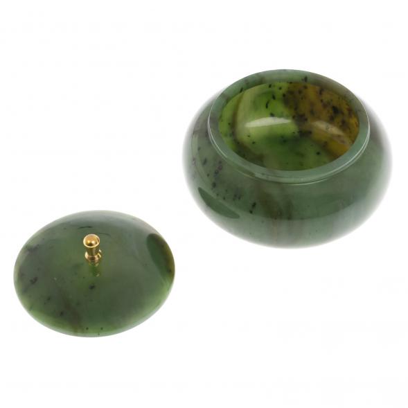 Шкатулка круглая из нефрита 10х10х8 см 129682