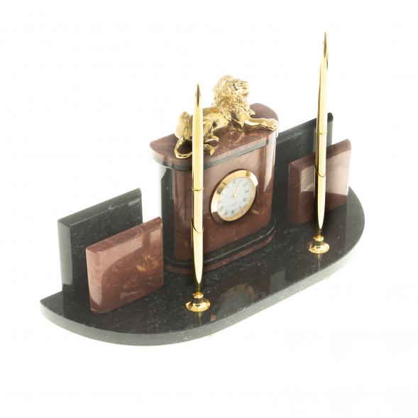 Письменный набор с визитницами &amp;quot;Лев&amp;quot; камень лемезит 124152