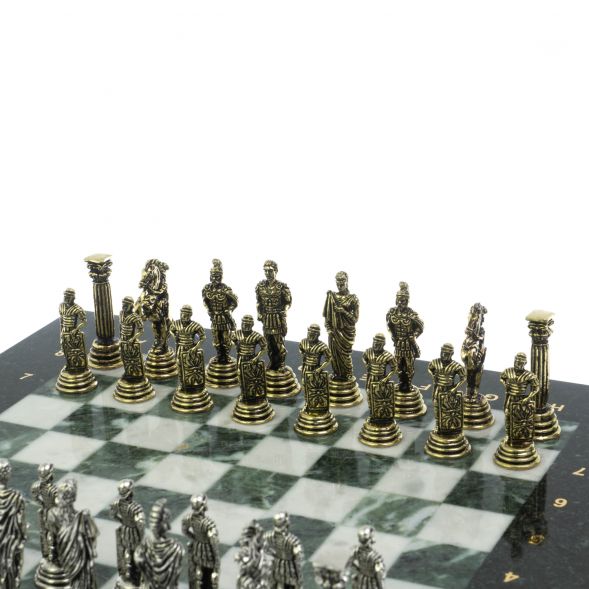 Шахматы &amp;quot;Римские легионеры&amp;quot; доска 32х32 мрамор шабровский змеевик 128970