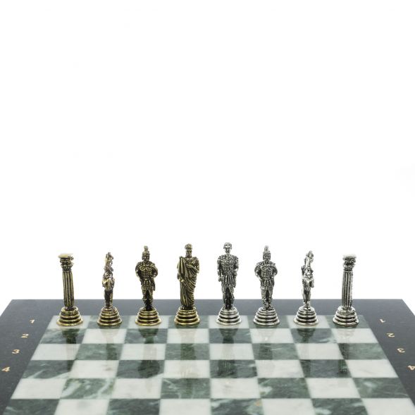 Шахматы &amp;quot;Римские легионеры&amp;quot; доска 32х32 мрамор шабровский змеевик 128970