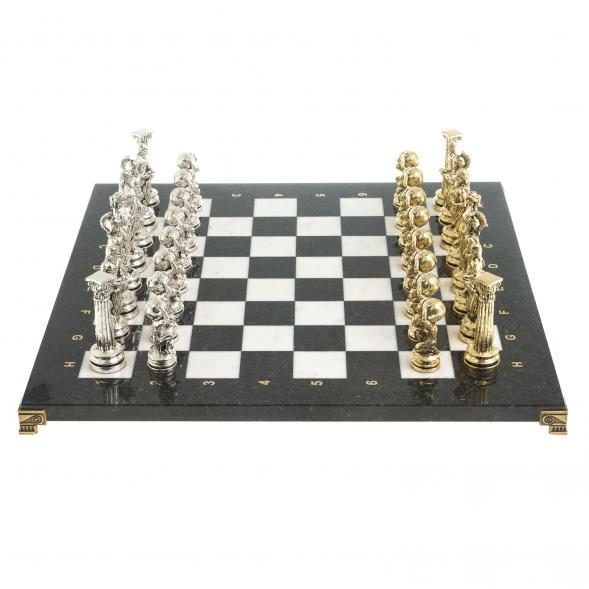 Металлические шахматы &amp;quot;Атлас&amp;quot; доска 44х44 см камень мрамор змеевик
