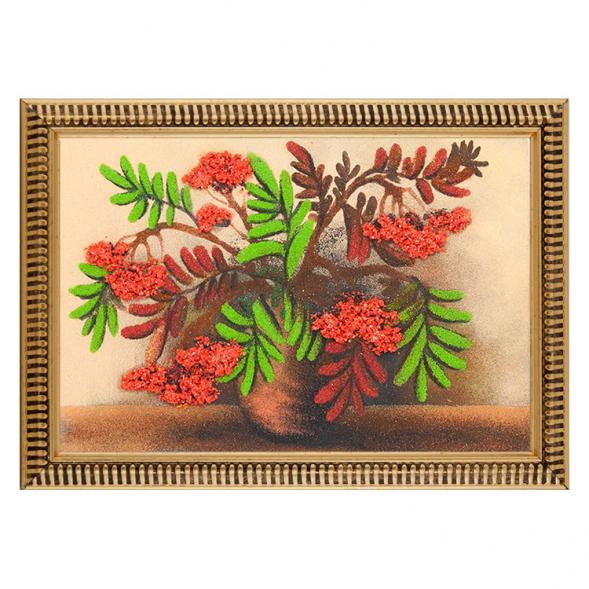 Картина с рисунком из камня &amp;quot;Натюрморт рябина&amp;quot; багет 24х34 см 111294