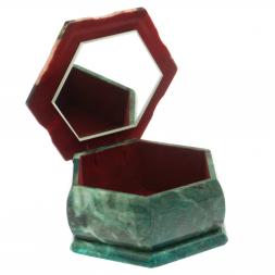 Шкатулка с мозаикой "Шесть граней" 14,5х12,5х7 см из камня змеевик
