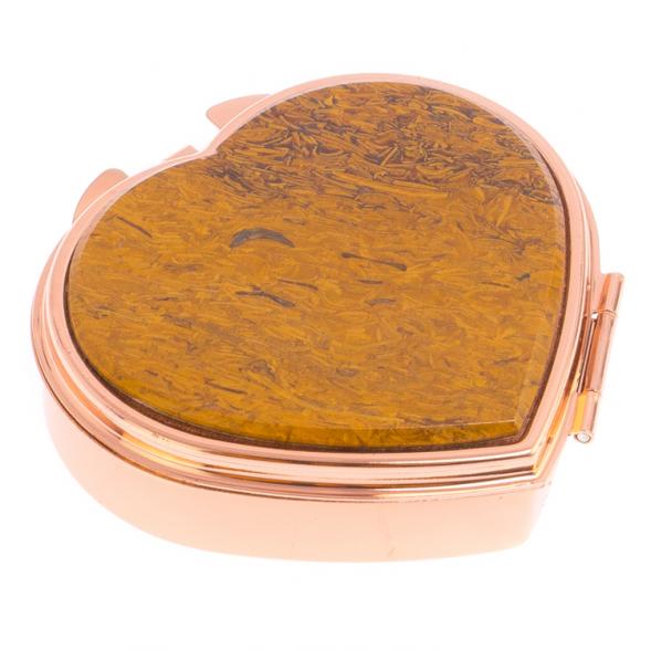 Таблетница &amp;quot;Сердце&amp;quot; на 3 отделения змеиная яшма цвет красное золото 125900