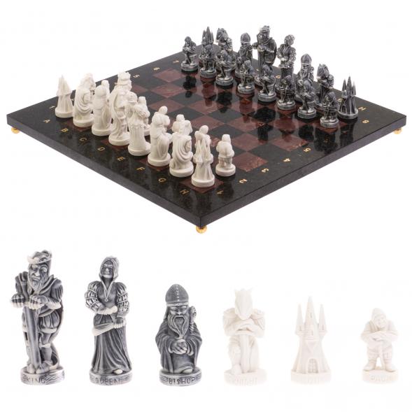 Шахматы &amp;quot;Средневековье&amp;quot; доска 40х40 см лемезит змеевик 126494