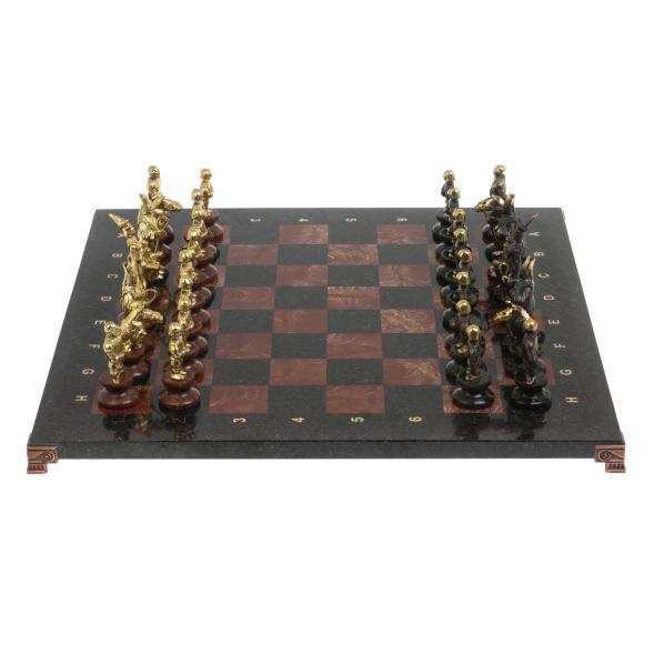 Шахматы подарочные &amp;quot;Европейские&amp;quot; из камня и бронзы 44х44 см 126798