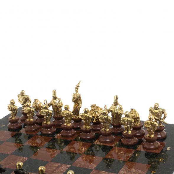 Шахматы подарочные &amp;quot;Европейские&amp;quot; из камня и бронзы 44х44 см 126798