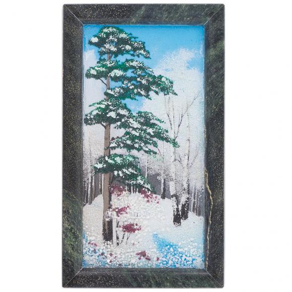Картина из камня &amp;quot;Зимний пейзаж&amp;quot; рамка змеевик 23х13 см 120628