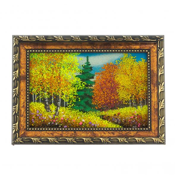 Картина из каменной крошки &amp;quot;Осенний пейзаж&amp;quot; рамка багет 10х15 см 122477
