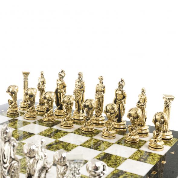 Шахматы &amp;quot;Атлас&amp;quot; доска 44х44 см мрамор змеевик фигуры металлические 122598