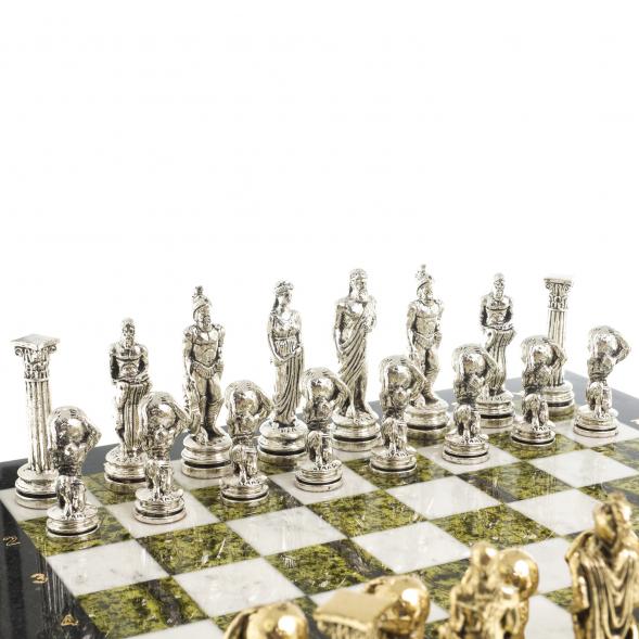 Шахматы &amp;quot;Атлас&amp;quot; доска 44х44 см мрамор змеевик фигуры металлические 122598