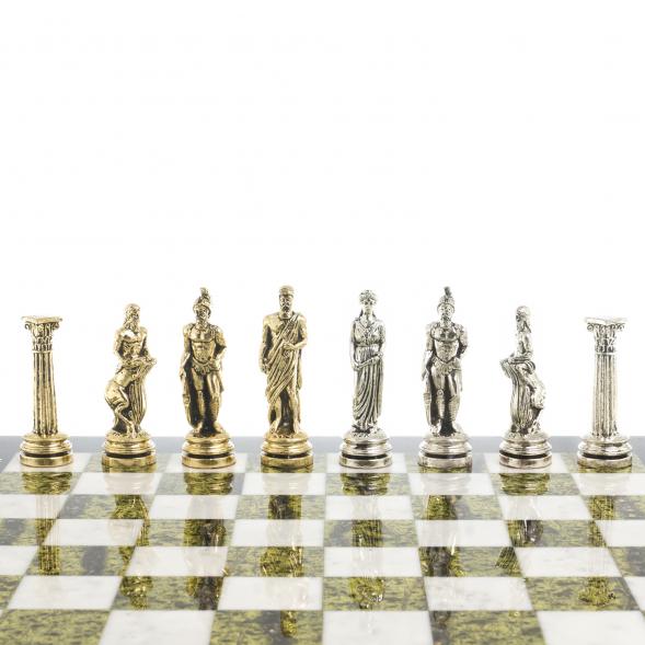 Шахматы &amp;quot;Атлас&amp;quot; доска 44х44 см мрамор змеевик фигуры металлические 122598