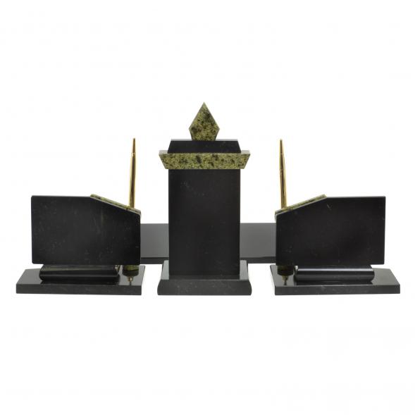 Настольный набор с символикой России камень змеевик 113259