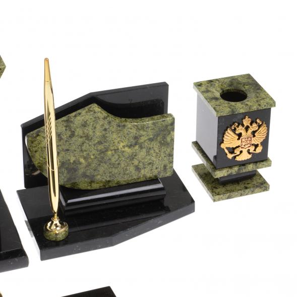 Настольный набор с символикой России камень змеевик 113259