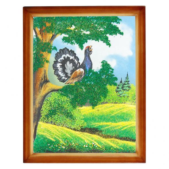 Картина &amp;quot;Глухарь&amp;quot; багет дерево 36х46 см, каменная крошка 111725