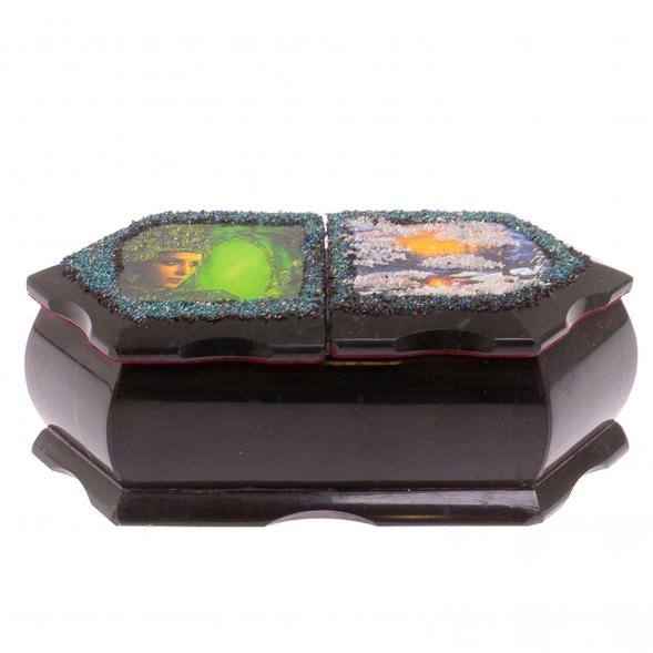 Шкатулка из змеевика &amp;quot;Хозяйка медной горы зимний пейзаж&amp;quot; 20х10х7,5 см 125518