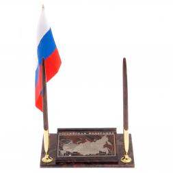 Визитница "Карта РФ" из коричневого обсидиана