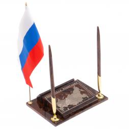 Визитница "Карта РФ" из коричневого обсидиана