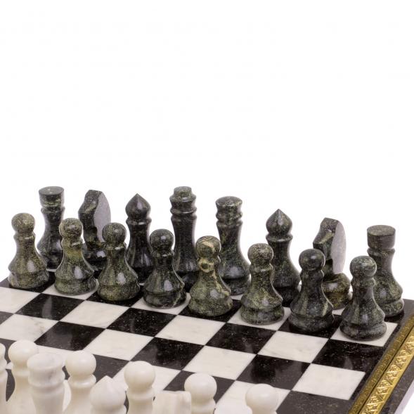 Шахматы &amp;quot;Вензеля&amp;quot; доска 42х42 см из мрамора и змеевика 126342