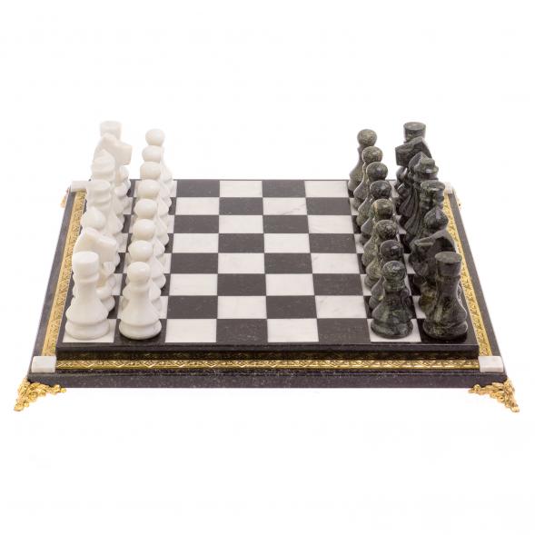 Шахматы &amp;quot;Вензеля&amp;quot; доска 42х42 см из мрамора и змеевика 126342