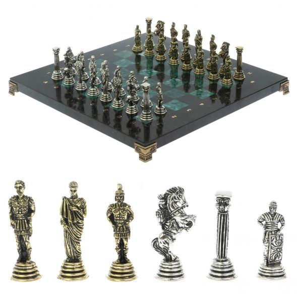 Шахматы &amp;quot;Римские легионеры&amp;quot; доска 32х32 шабровский змеевик 128971