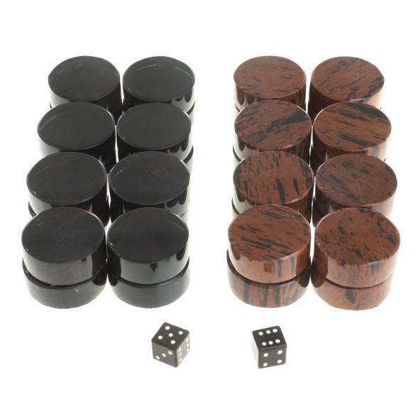 Набор фишки для нард 28 мм и кубики из обсидиана 122954