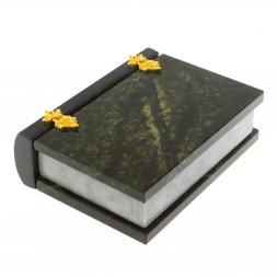 Шкатулка "Книжка" камень змеевик средняя 11x14x4 см