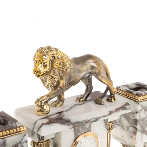 Письменный прибор &amp;quot;Лев с шаром&amp;quot; камень мрамор / Канцелярский набор / Набор письменных принадлежностей / На стол руководителю / Подарок директору