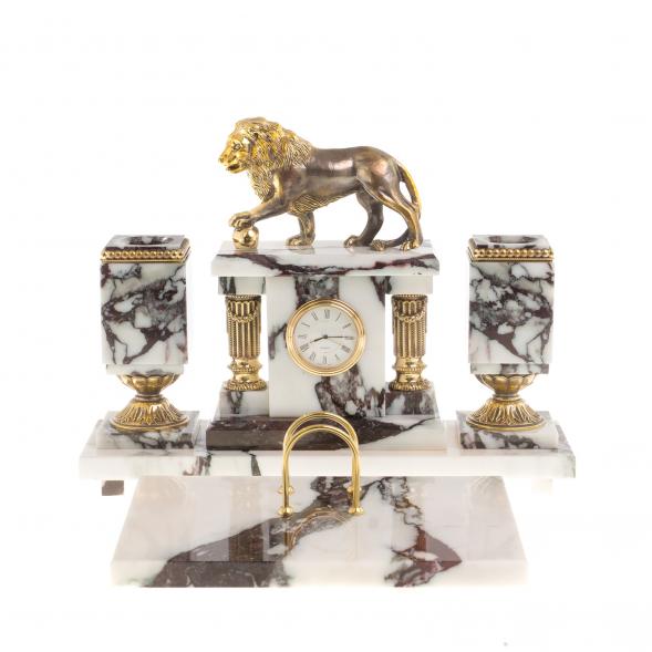 Письменный прибор &amp;quot;Лев с шаром&amp;quot; камень мрамор / Канцелярский набор / Набор письменных принадлежностей / На стол руководителю / Подарок директору