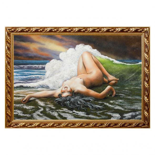 Картина &amp;quot;Обнаженная на берегу&amp;quot; багет 46х66 см, каменная крошка 111881