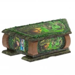 Шкатулка "Хозяйка медной горы" с двумя ящерицами 28х13х9 см змеевик, коричневый мрамор