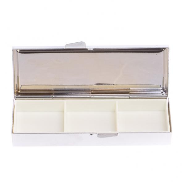 Таблетница на 3 отделения камень пегматит цвет серебро 126722