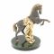Бронзовая статуэтка "Конь с попоной" на подставке из нефрита