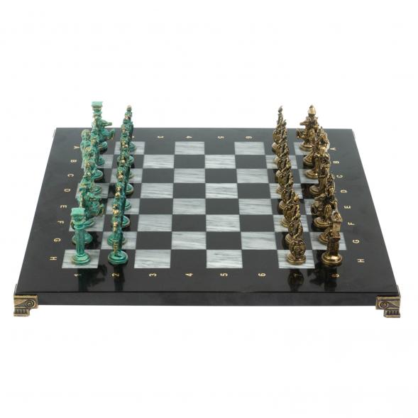 Шахматы &amp;quot;Римляне против Галлов&amp;quot; фигуры бронза / патина 36х36 см серый мрамор 128375