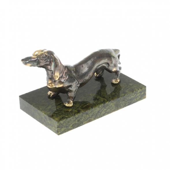 Статуэтка из бронзы &amp;quot;Такса&amp;quot; на змеевике 128895