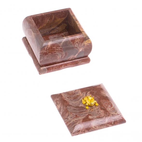 Шкатулка из лемезита с лягушкой 6,5х6,5х5 см 125008