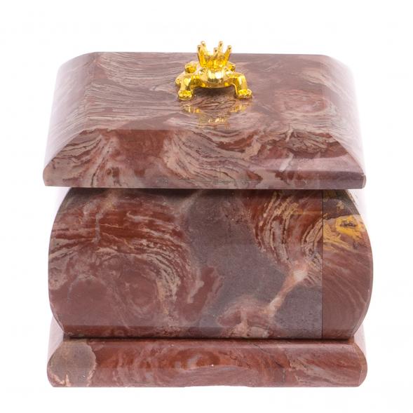 Шкатулка из лемезита с лягушкой 6,5х6,5х5 см 125008