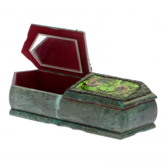 Шкатлука на два отделения &amp;quot;Хозяйка медной горы и ящерицы&amp;quot; 29х11,5х7 см 125440