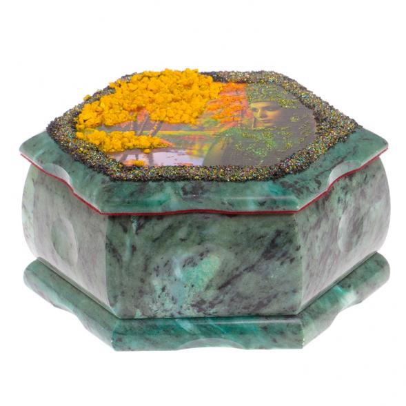 Каменная шкатулка &amp;quot;Хозяйка медной горы осень&amp;quot; 14х12,5х7 см 125985