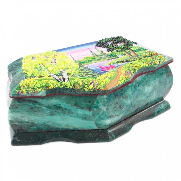 Шкатулка Корона с расписной крышкой лето 18х9х6,5 см 116717