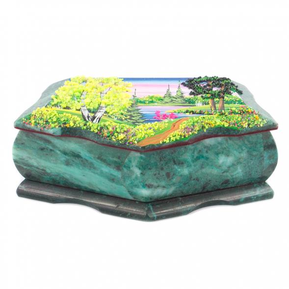 Шкатулка Корона с расписной крышкой лето 18х9х6,5 см 116717