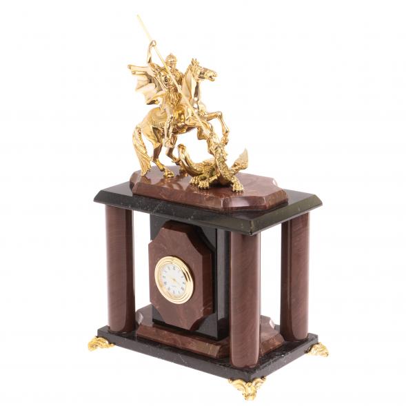 Часы &amp;quot;Георгий Победоносец&amp;quot; лемезит бронза 17х12х27 см 126497