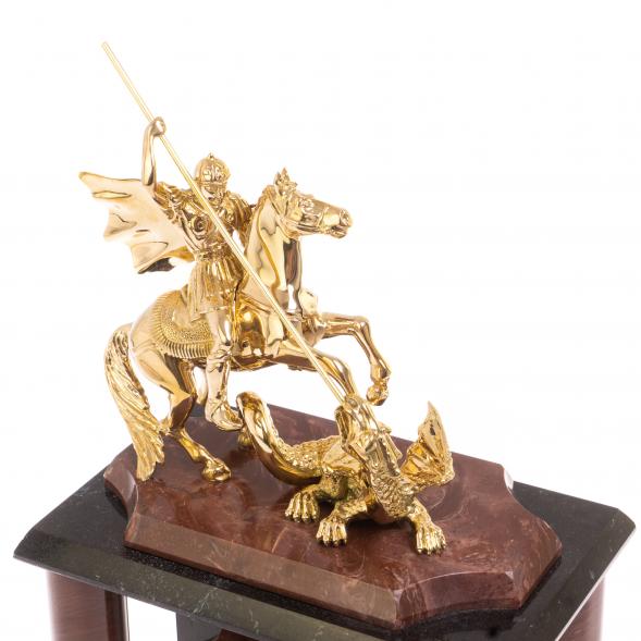 Часы &amp;quot;Георгий Победоносец&amp;quot; лемезит бронза 17х12х27 см 126497