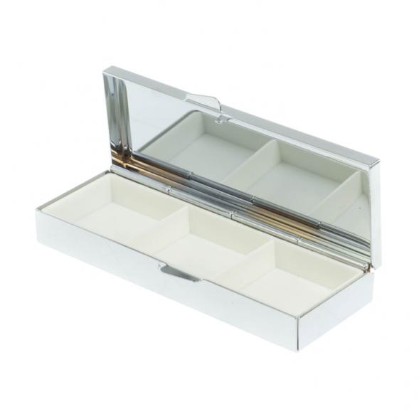 Таблетница на 3 отделения камень золотистый обсидиан цвет серебро 127976