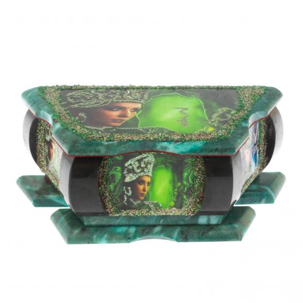 Шкатулка с иллюстрацией &amp;quot;Хозяйка медной горы&amp;quot; из змеевика 20х10х8 см 128896