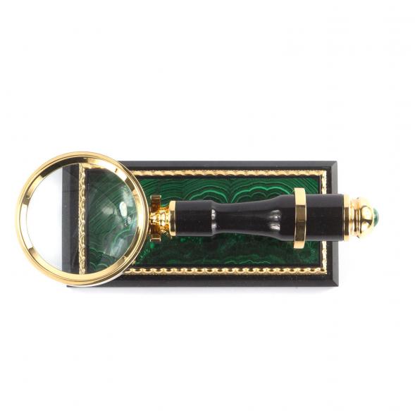 Лупа на подставке из малахита в подарочной коробке 121013
