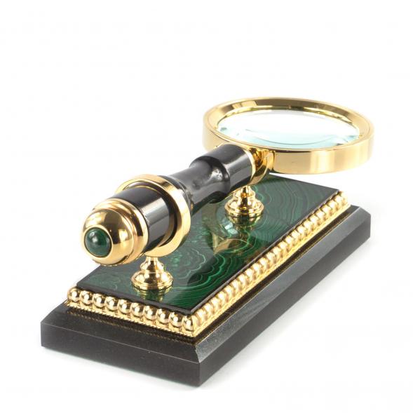 Лупа на подставке из малахита в подарочной коробке 121013