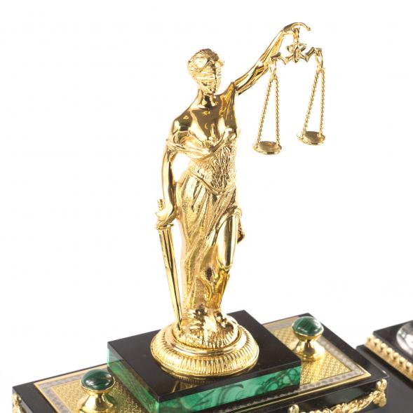 Письменный набор &amp;quot;Фемида&amp;quot; камень малахит Златоуст 121202