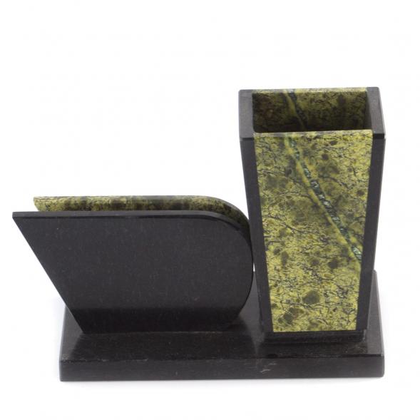 Карандашница с визитницей &amp;quot;Герб&amp;quot; змеевик 113282