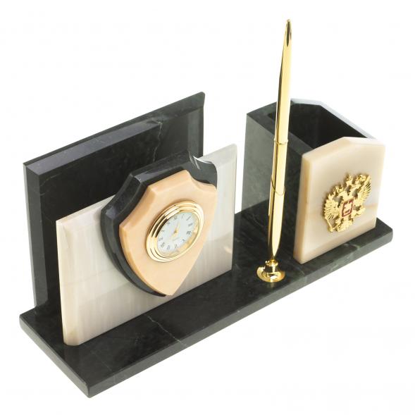 Настольная визитница &amp;quot;Щит&amp;quot; из мрамора 123886